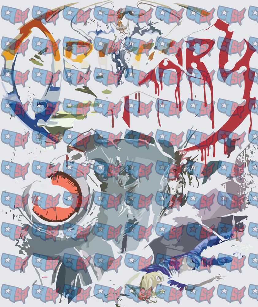 Anime Demon Eye Dripping Blood Graffiti Text (DTF)