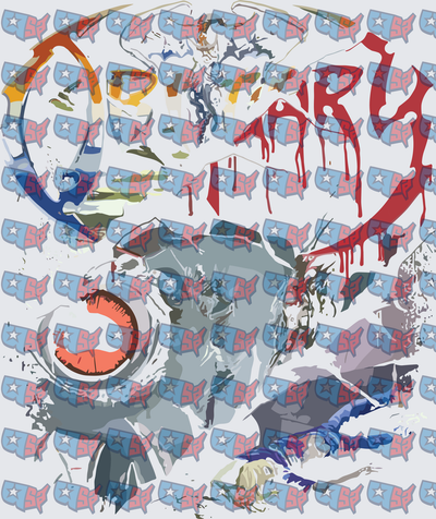 Anime Demon Eye Dripping Blood Graffiti Text (DTF)