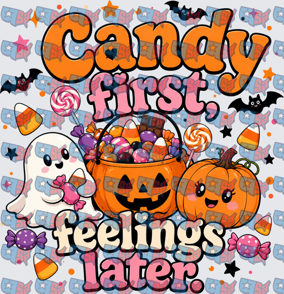Candy First Feelings Later Halloween Ghost Pumpkin (DTF)