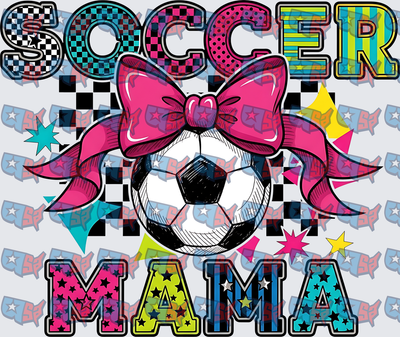 Soccer Mama Ball With Pink Bow Colorful Letters (DTF)