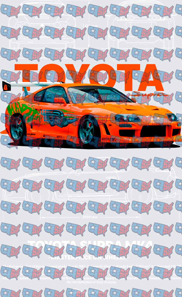 Orange Japanese Sports Car Masterpiece On Wheels (DTF)
