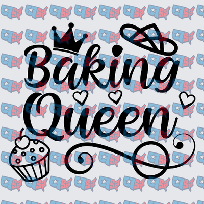 Baking Queen Crown Cupcake Script Design (DTF)