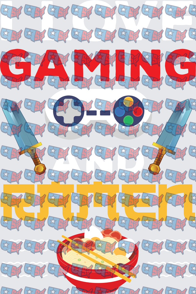 I Love Gaming And Ramen With Swords And Controller (DTF)