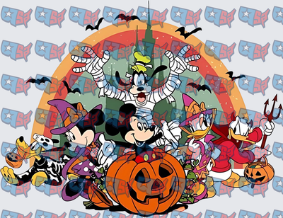 Classic Cartoon Characters Halloween Costumes Pumpkin Bats (DTF)
