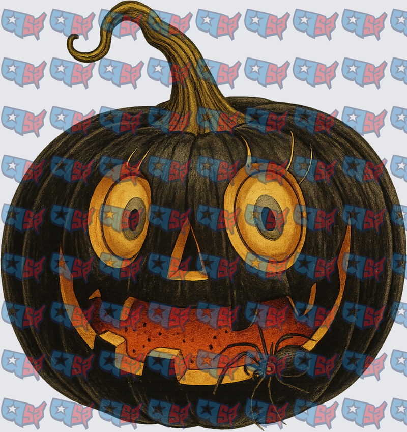 Creepy Black Jack-O-Lantern With Spider (DTF)