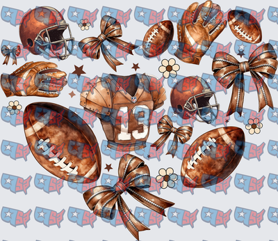Brown Coquette Football Gear Bows Floral Bundle (DTF)