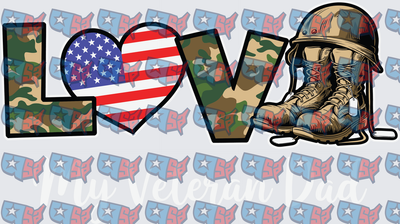 LOVE Military Camo American Flag Combat Boots (DTF)