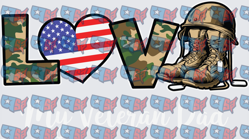 LOVE Military Camo American Flag Combat Boots (DTF)