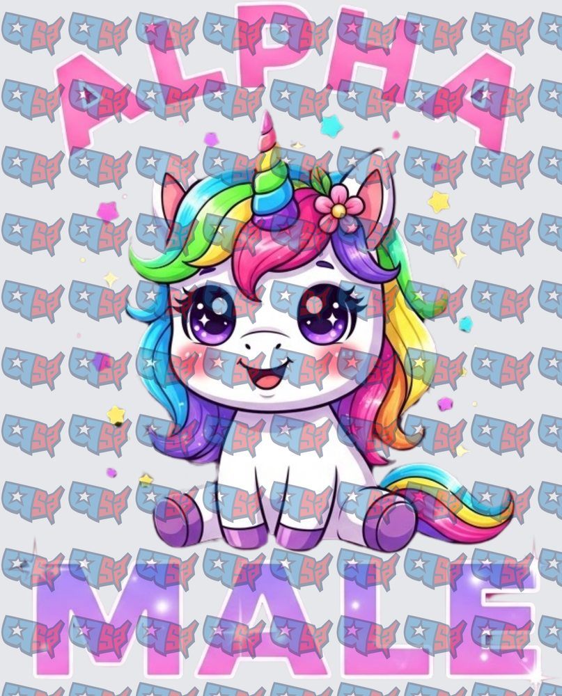 Alpha Male Cute Rainbow Unicorn (DTF)