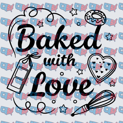 Baked with Love Bakery Whisk Donut Heart Design (DTF)
