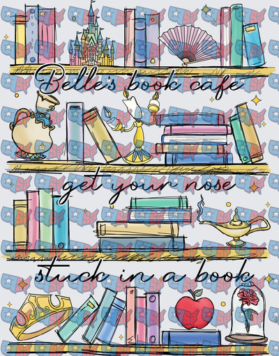 Belle's Book Cafe Get Your Nose Stuck In A Book Enchanted Library Shelves (DTF)