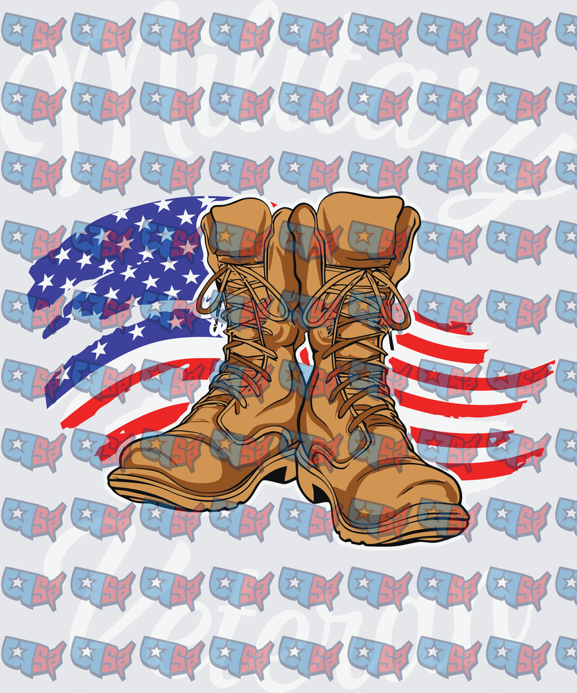 Military Combat Boots American Flag Patriotic (DTF)