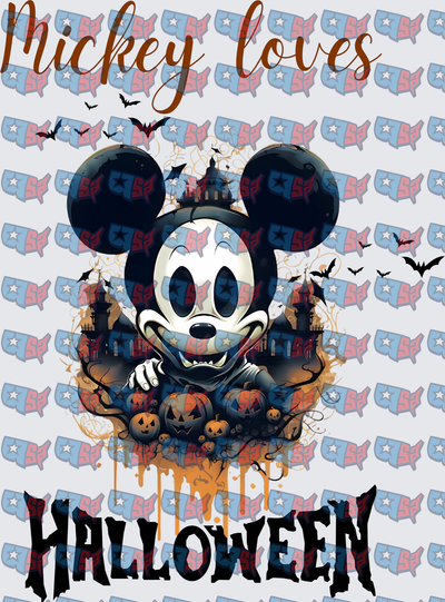 Mickey Loves Halloween Spooky Mouse Horror Design (DTF)