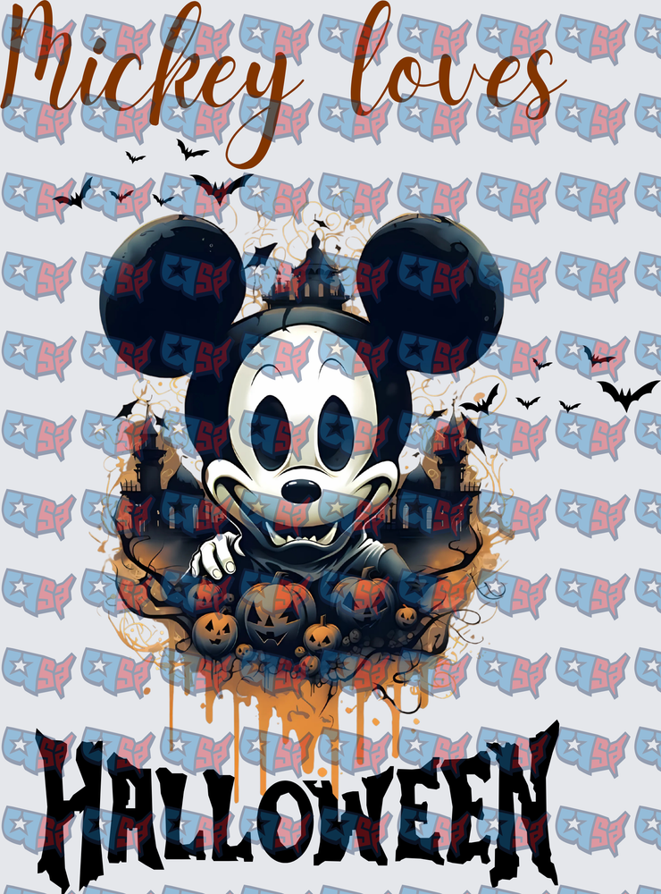 Mickey Loves Halloween Spooky Mouse Horror Design (DTF)