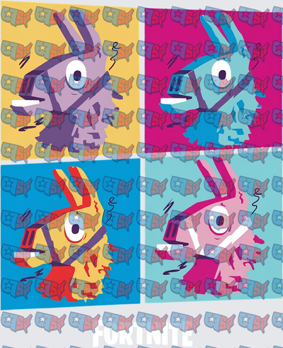 Pop Art Llama Piñata Four Panel Grid (DTF)