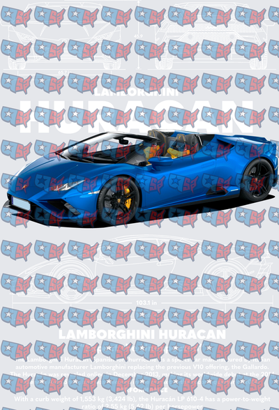 Blue Italian Supercar Convertible Specs Infographic (DTF)