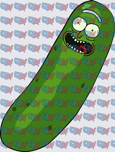 Crazy Face Green Pickle Character Design (DTF)