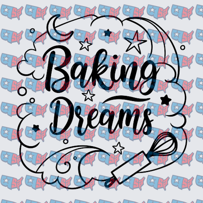Baking Dreams Whisk Rolling Pin Script Design (DTF)