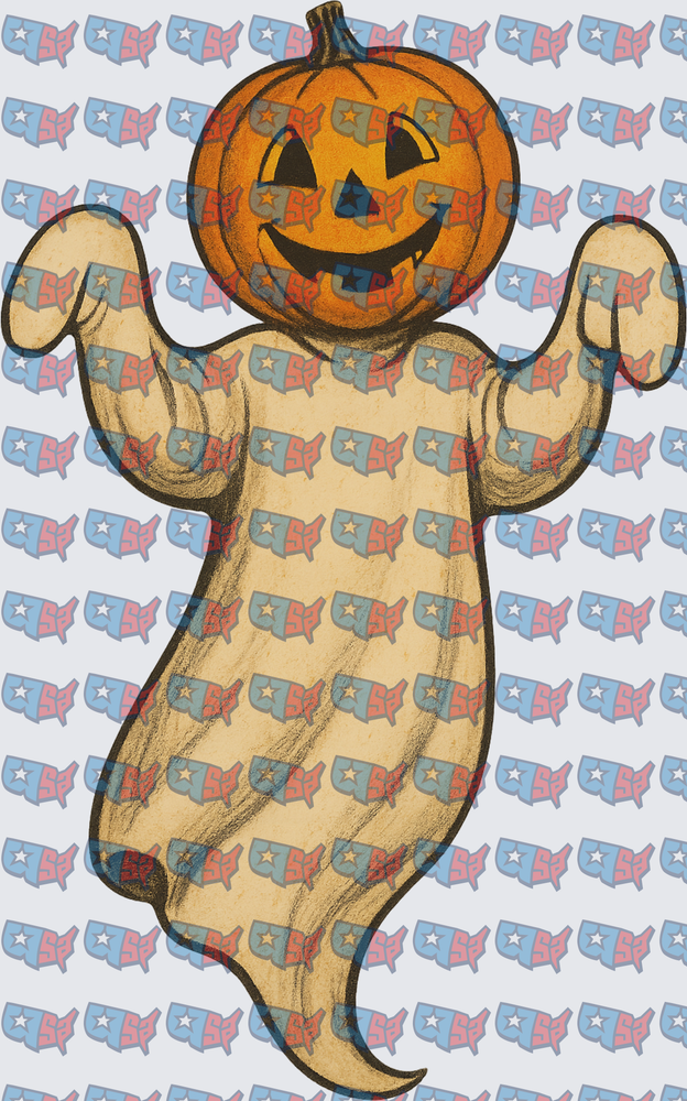 Vintage Halloween Pumpkin Head Ghost (DTF)