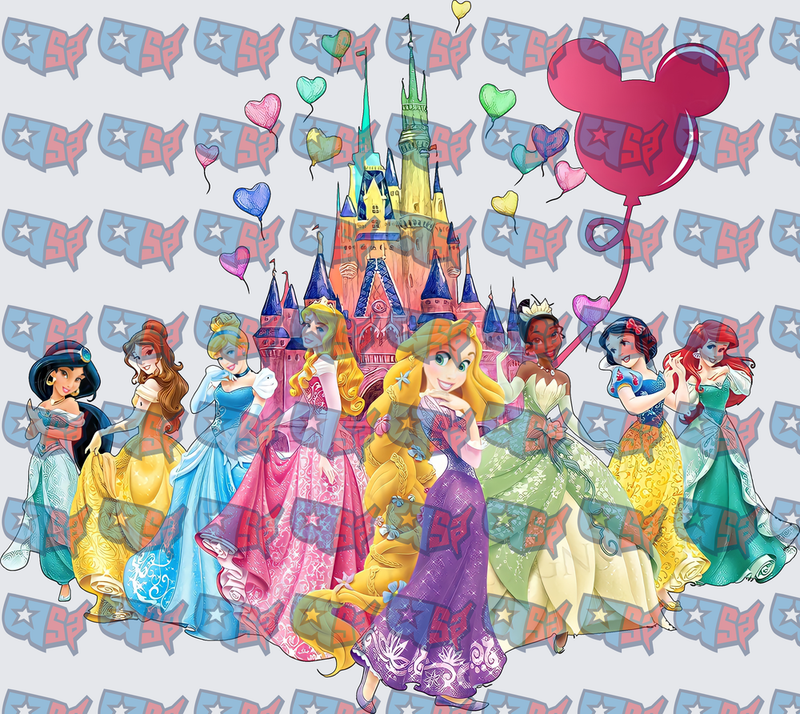 All Princesses Enchanted Castle Heart Balloons (DTF)
