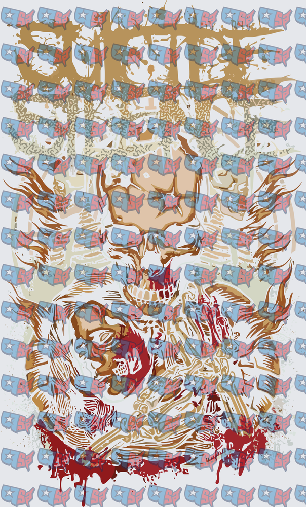 Brutal Flaming Skull Zombie Gore Metal Art (DTF)