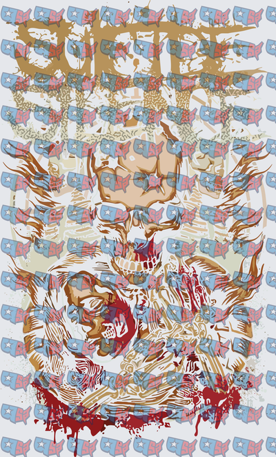 Brutal Flaming Skull Zombie Gore Metal Art (DTF)