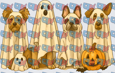Dogs In Ghost Costumes Halloween Jack O Lantern (DTF)