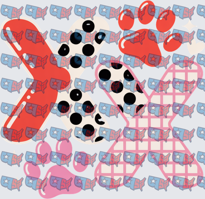 Polka Dot Bow Tie Set Red Pink Pattern (DTF)