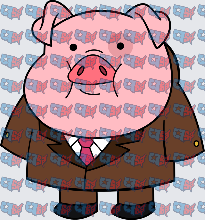 Cartoon Pig In Brown Business Suit (DTF)