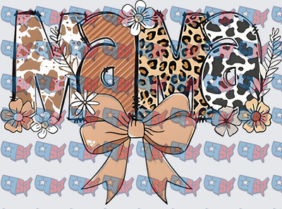 Mama Mixed Pattern Floral Bow Western Letters (DTF)