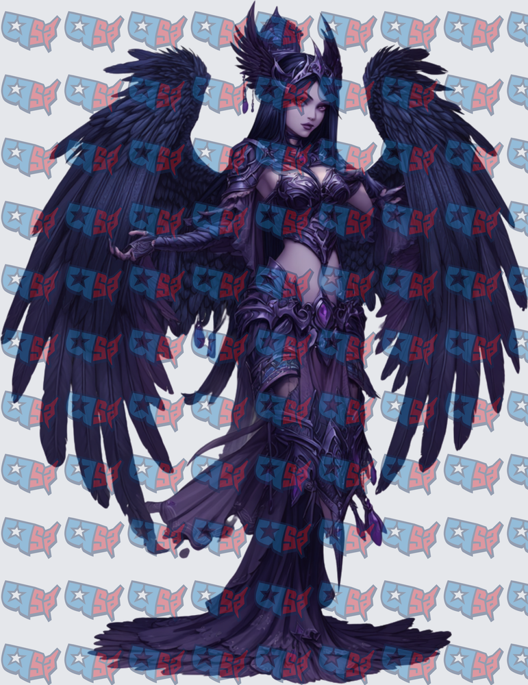 Dark Raven Warrior Queen With Massive Wings (DTF)