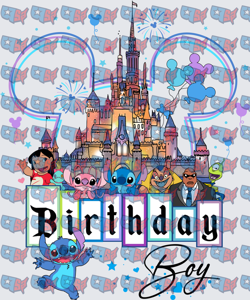 Stitch Birthday Boy Castle Disney Characters Design (DTF)