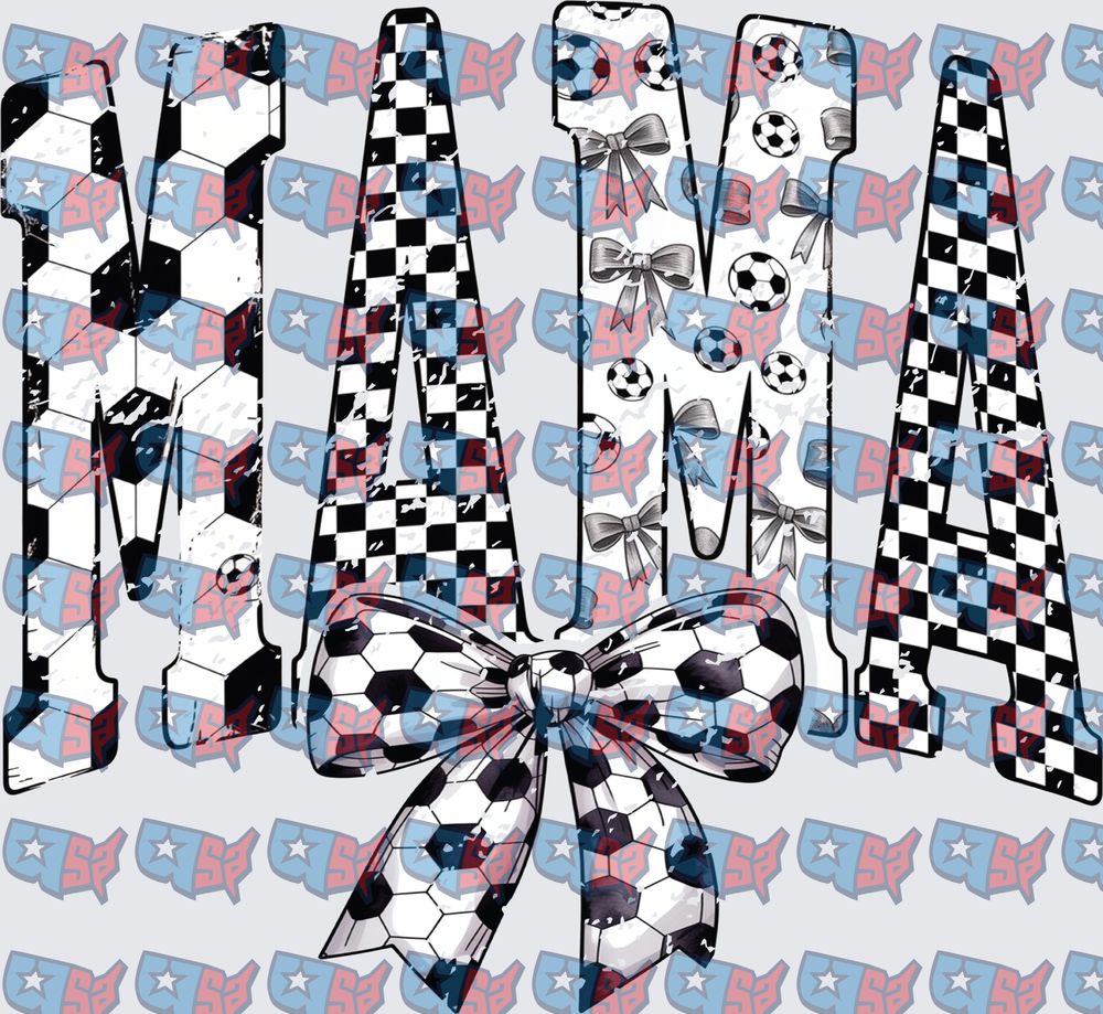 Soccer Mama Checkered Letters with Bow (DTF)