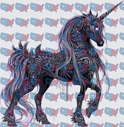 Dark Mystical Unicorn With Ornate Filigree Armor (DTF)