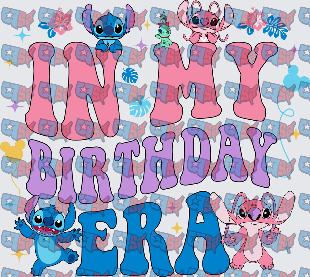 In My Birthday Era Blue Pink Alien Characters (DTF)
