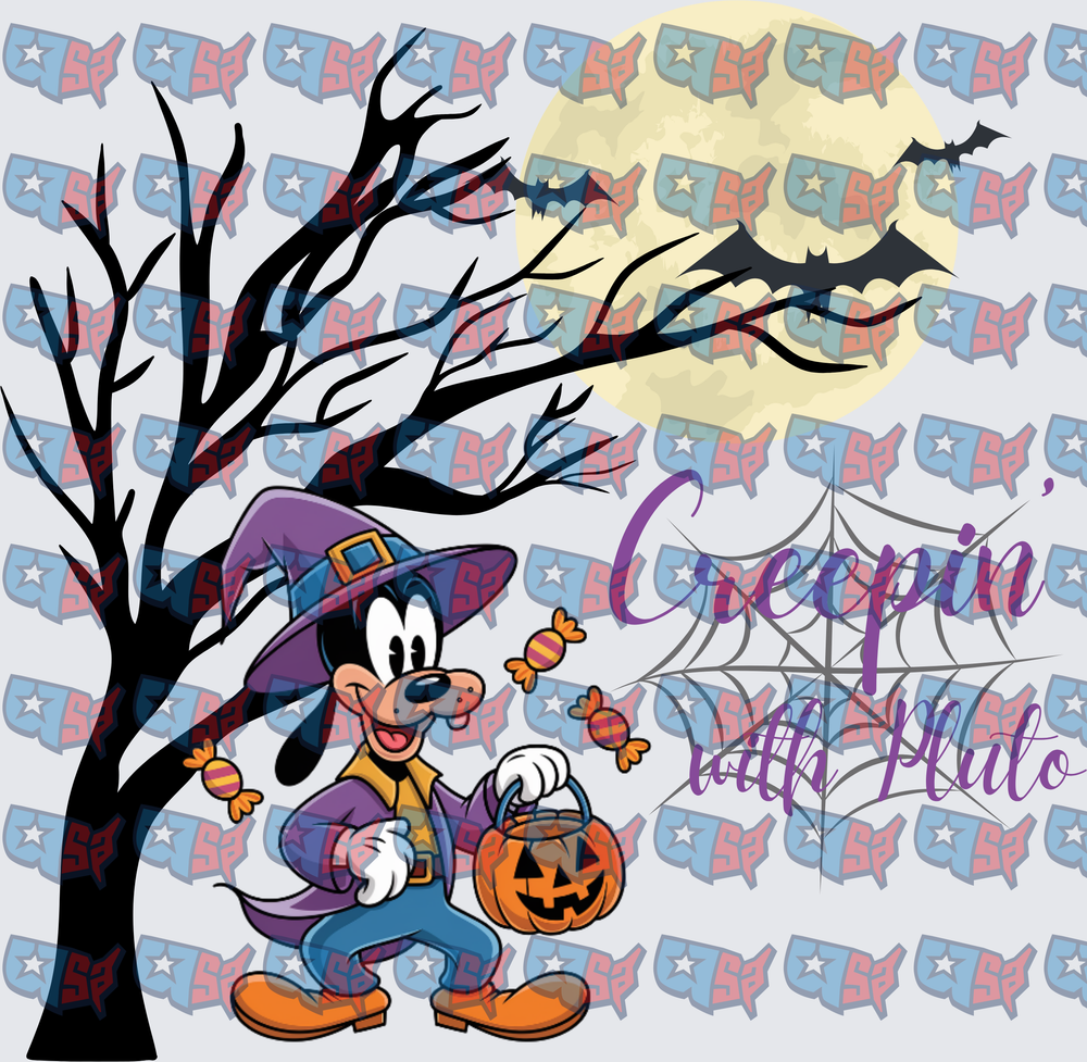 Creepin With Pluto Halloween Witch Goofy Moon (DTF)