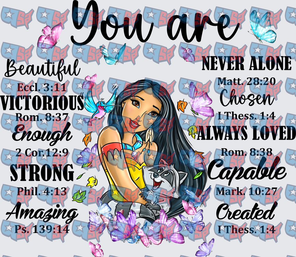 Native Princess You Are Bible Verse Butterflies (DTF)