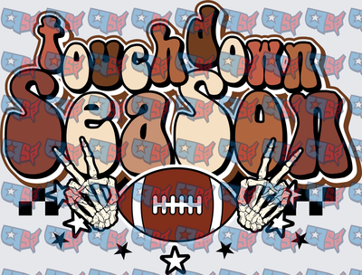 Touchdown Season Skeleton Hands Football Groovy (DTF)