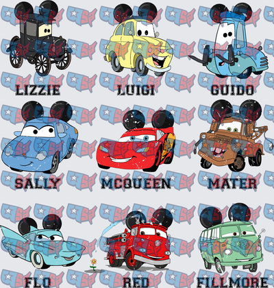 Radiator Springs Cars Characters Mickey Mouse Ears Nine Pack (DTF)