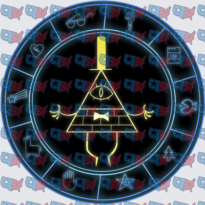 Bill Cipher Gravity Falls Cipher Wheel Neon Glow (DTF)
