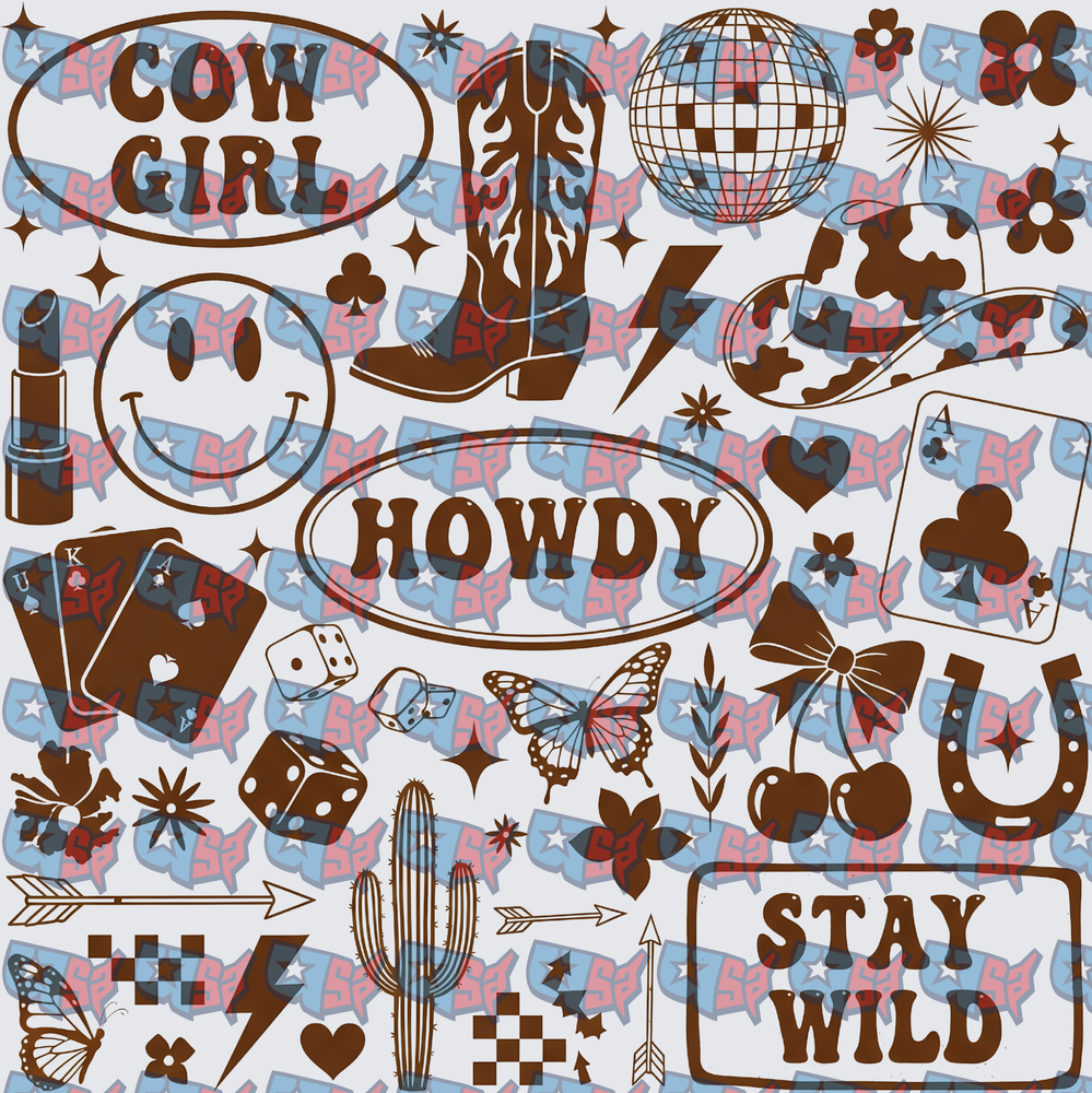 Cowgirl Howdy Stay Wild Western Collage (DTF)
