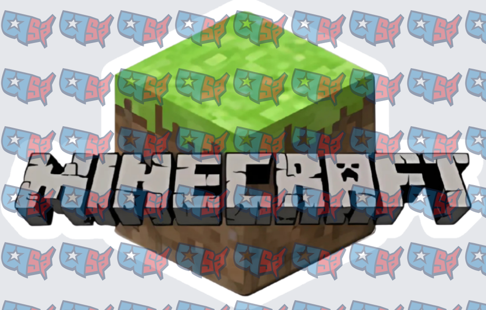 Pixelated Grass Block Gaming Logo Design (DTF)