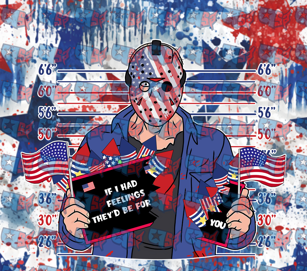 Patriotic Hockey Mask Mugshot If I Had Feelings (DTF)
