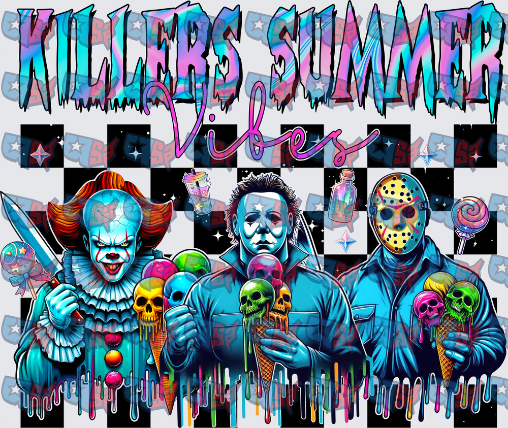 Killers Summer Vibes Horror Icons Skull Ice Cream (DTF)