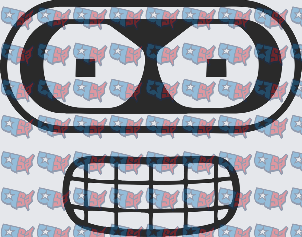 Robot Face Minimalist Line Art Eyes Mouth (DTF)