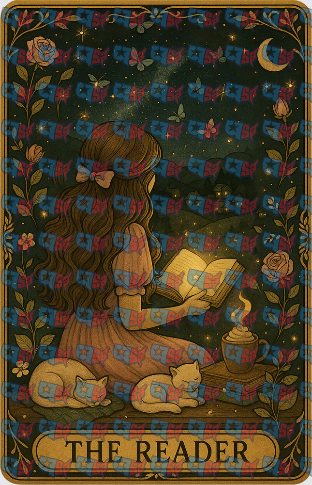 The Reader Tarot Card Girl Reading By Moonlight (DTF)