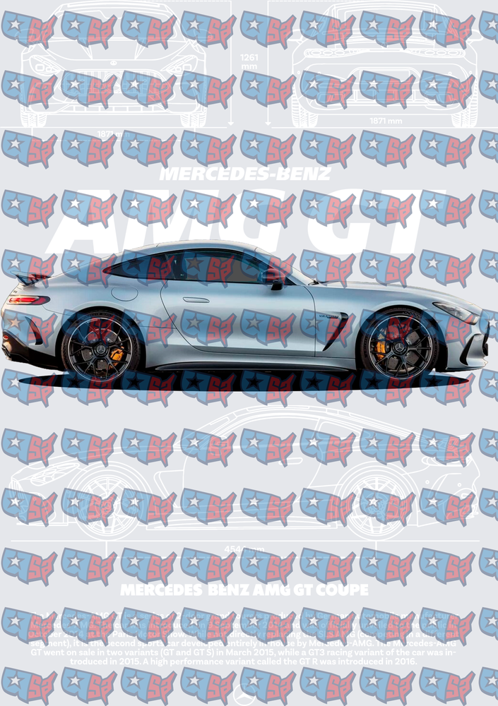 Mercedes-Benz AMG GT Coupe Blueprint Diagram (DTF)