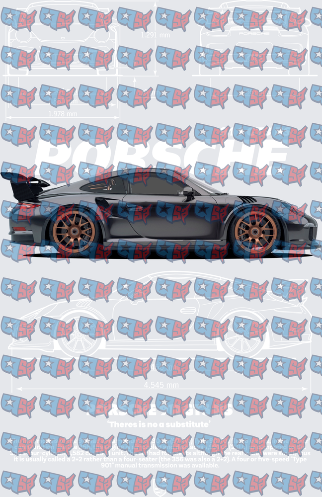 Dark Widebody Sports Car Blueprint Technical Drawing (DTF)