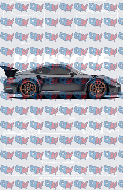 Dark Widebody Sports Car Blueprint Technical Drawing (DTF)