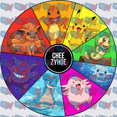 Colorful Pocket Monster Rainbow Wheel Circle Design (DTF)